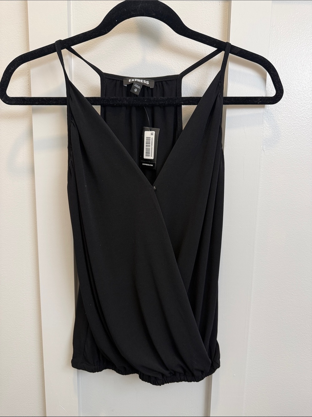 Express Black Draped Surplice Camisole